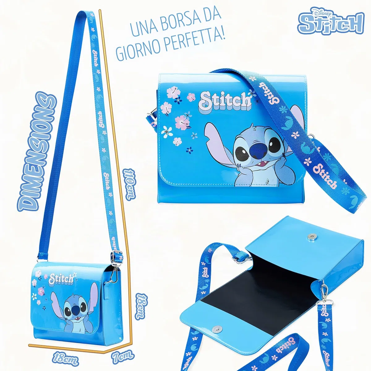 Disney Borsetta Bambina - Stitch Frozen Borsa Bambina Borsa Tracolla Regolabile Stitch Gadget Originale Borse Bambina Idea Regalo Compleanno Comunione Natale
