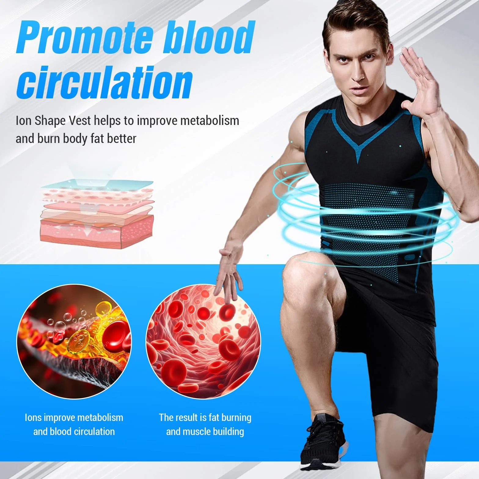 Ronronner 2 StüCk 2024 Ionic Shaping Weste, Ionic Shaping - Canottiera da uomo, tratto addominale, tessuto traspirante in seta di ghiaccio - abbigliamento sportivo per uomo