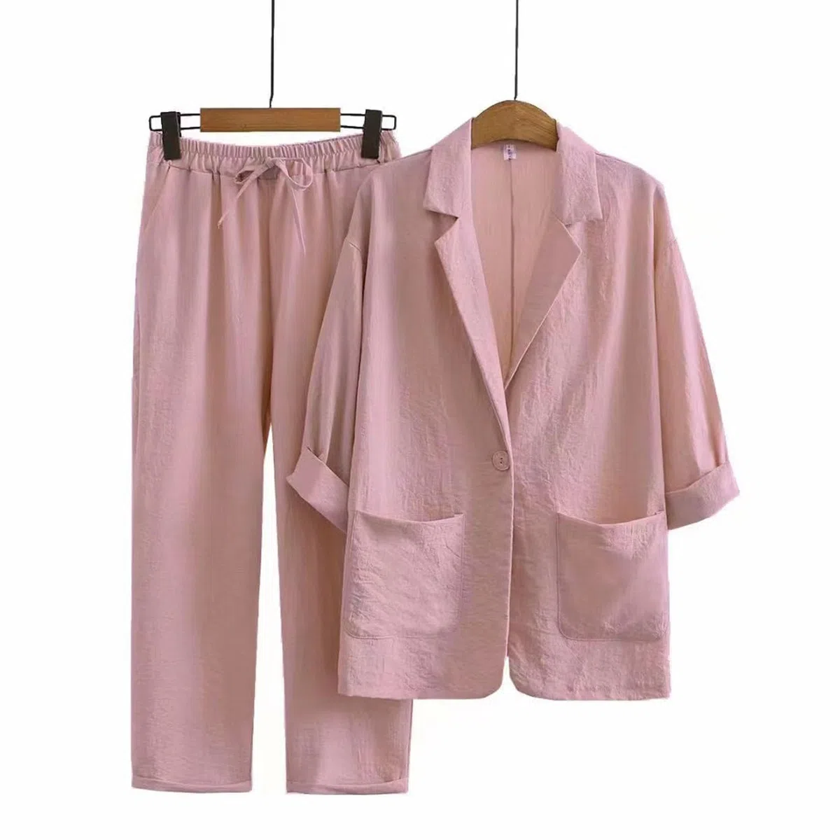 Tailleur Donna Elegante Invernali Cerimonia Lino 2 Pezzi Blazer Matrimonio Oversize Completo Pantaloni Larghi Verde Salvia Giacca Comunione Business Suit con Risvolto per Matrimoni E Feste