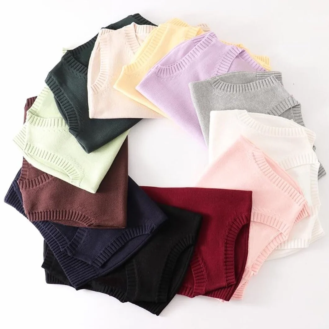 Maglione senza maniche da donna con scollo a V lavorato a maglia pullover gilet da donna top