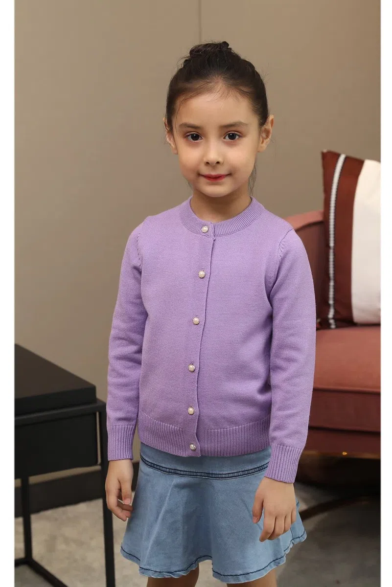 SMILING PINKER Ragazze Cardigan Basic Bambini Cardigan Manica Lunga Scuola Maglieria