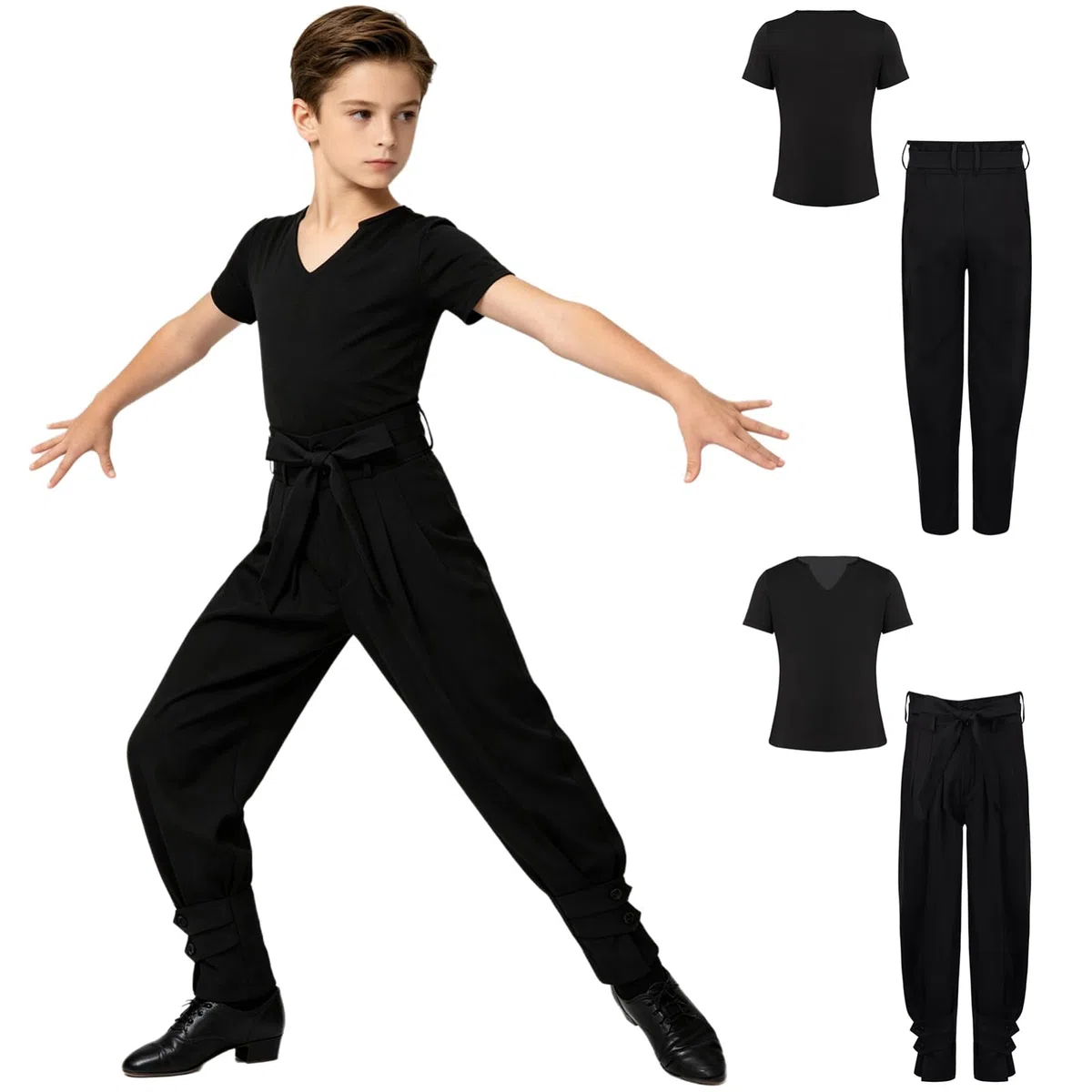 iEFiEL Bambini Camicia Da Ballo Latino Abbigliamento La Danza Salsa Set Camicia E Pantaloni Danza Camicie La Latina Ragazzi Cha-Cha