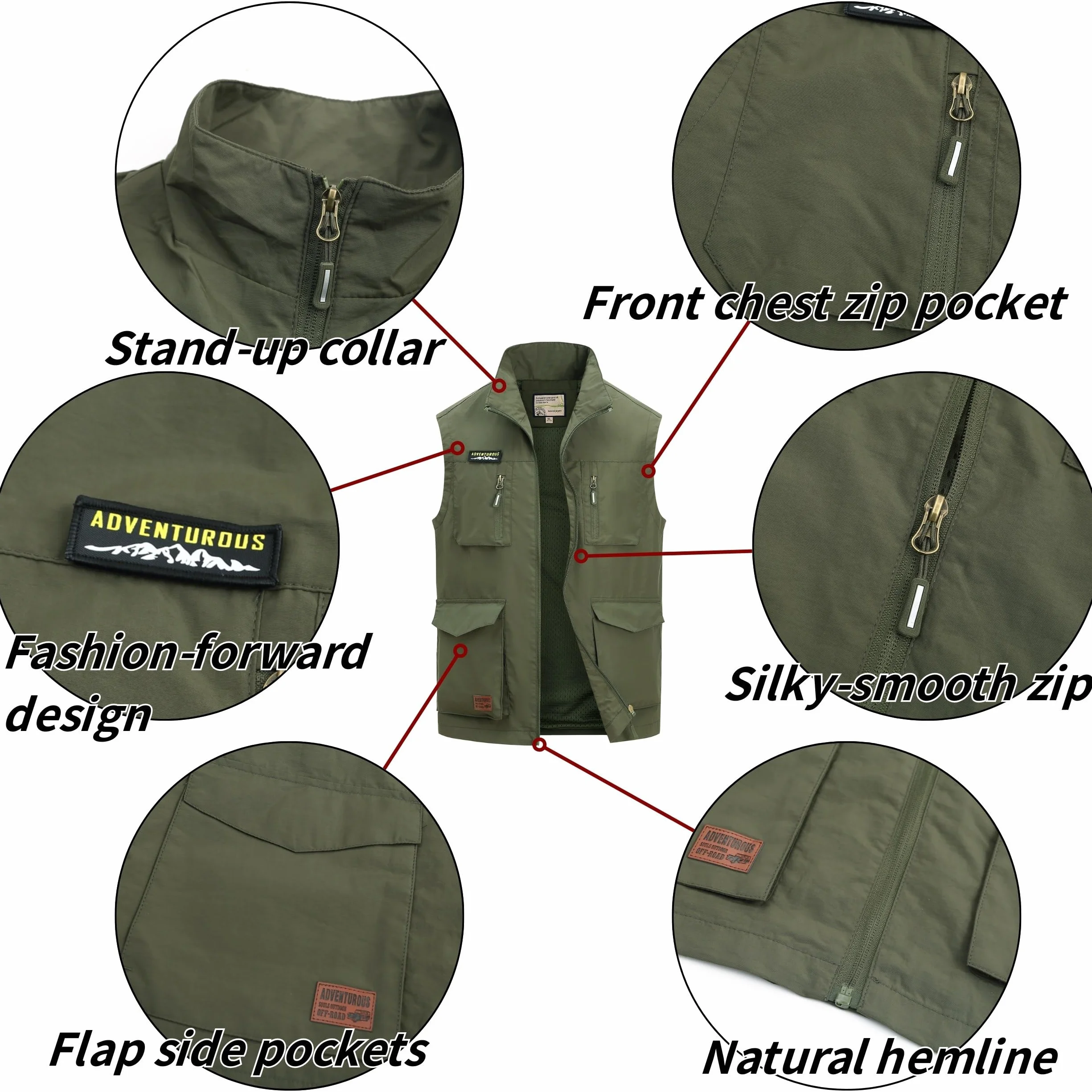 Gilet da Pesca da Uomo All'aperto Giacca Multi Tasca Senza Maniche Leggero Asciugatura rapida Giubbotto Sportivo Traspirante Senza Maniche Giacche Fotografia Campeggio Giacca Utility Gilet