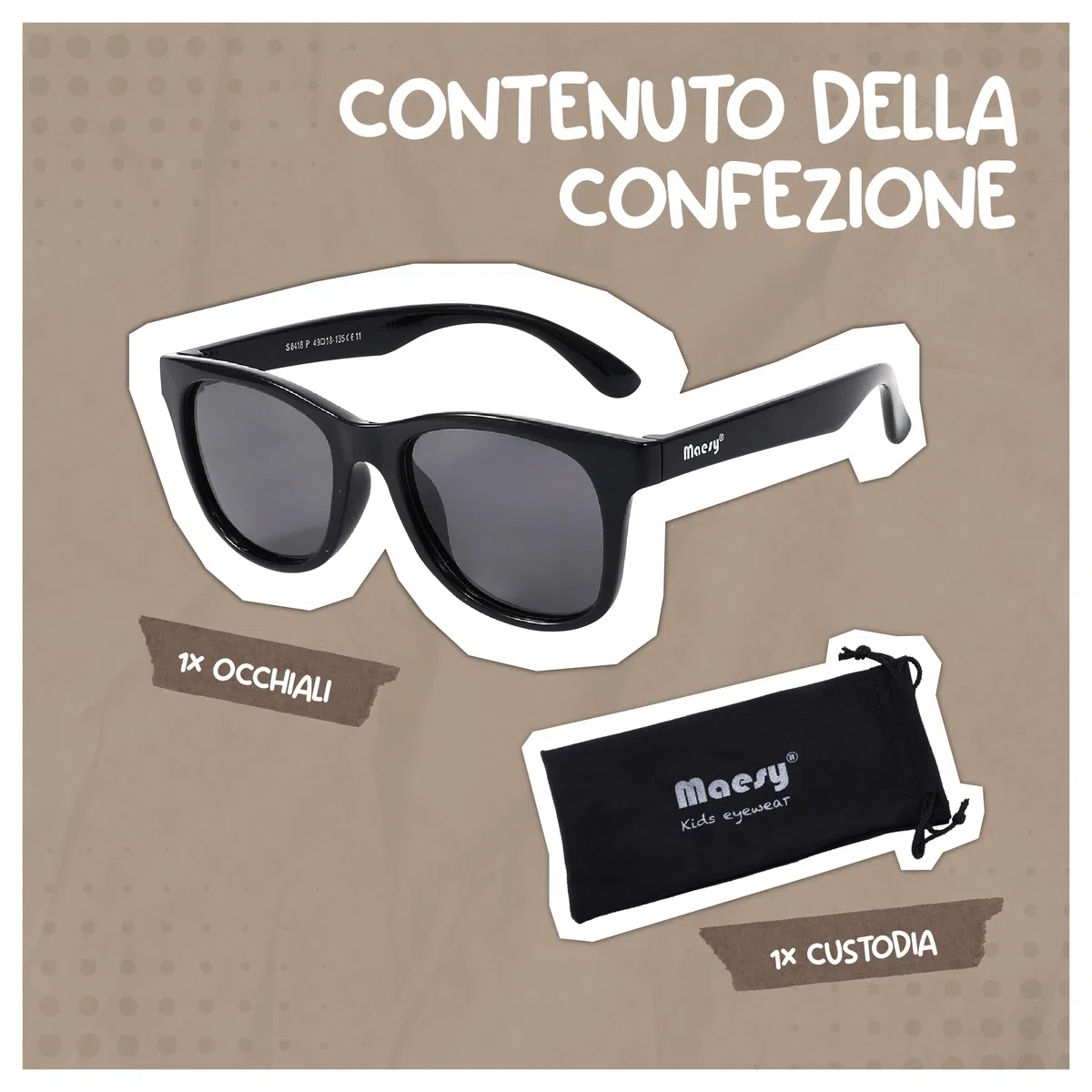 Occhiali da sole per bambini 6-12 anni - Protezione polarizzata UV400 - Montatura flessibile e flessibile - Occhiali da sole sicuri e comodi per bambini - Yuki