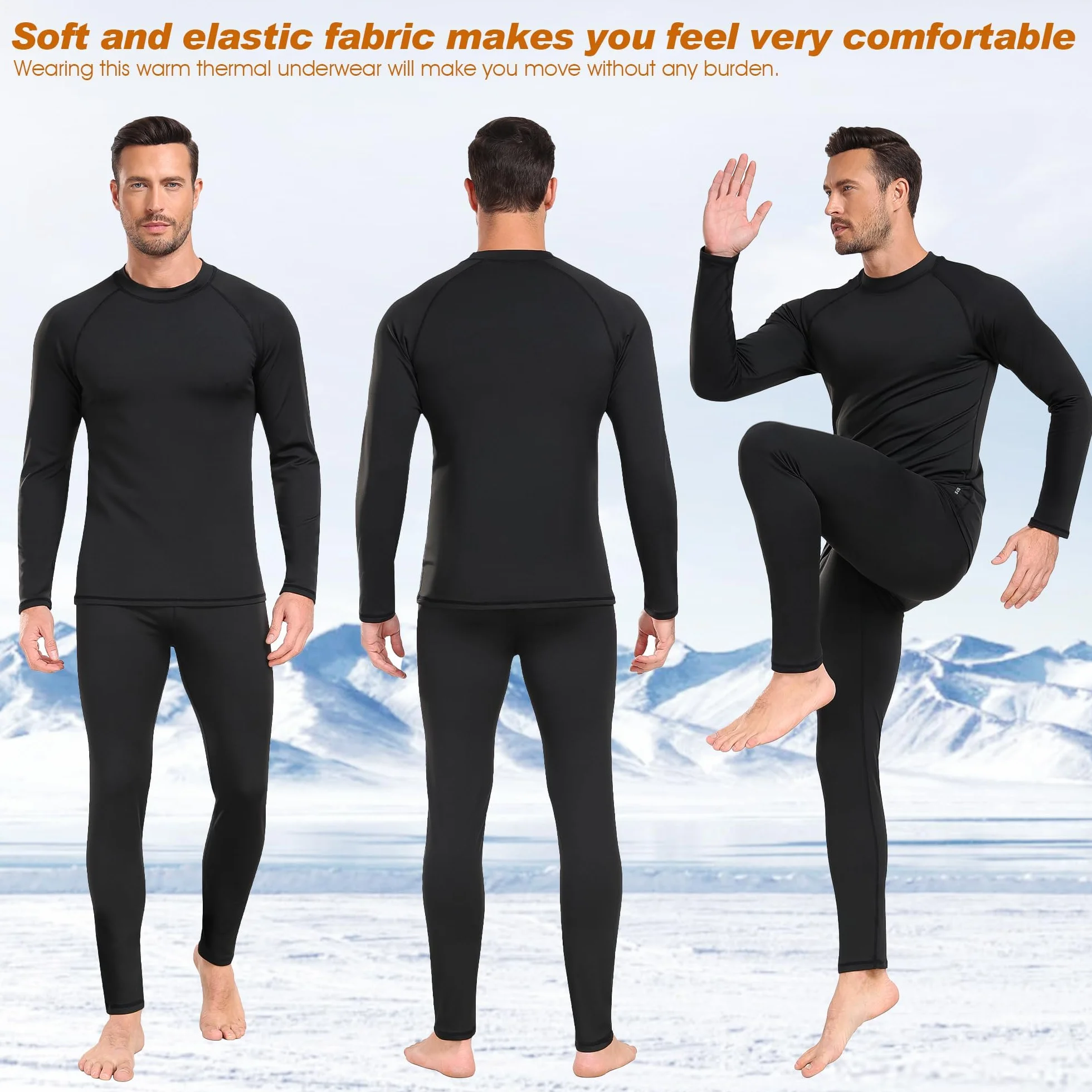 BENNIES Intimo Termico Uomo Tuta Termica Maglia Termica Uomo Completo Termico Set Pantaloni Termici Tuta Sci Abbigliamento Termico Invernale per Sci Palestra Ciclismo Calcio Corsa Running