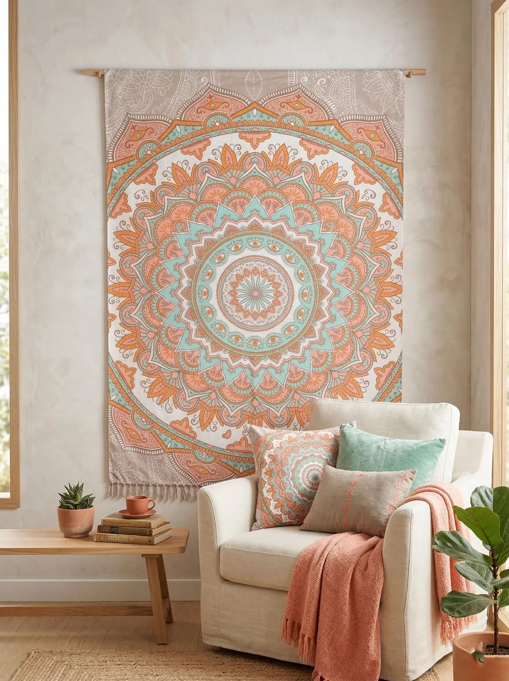 Pareo Da Spiaggia Donna Grande Lungo Frangia Sarong Xxl Bohemian Copricostumi Da Mare Bikibi Cover Up Tunica Sclarpa Gonna Decorazione Murale Arazzo Da Parete 180X120Cm Rayon Fatto In India