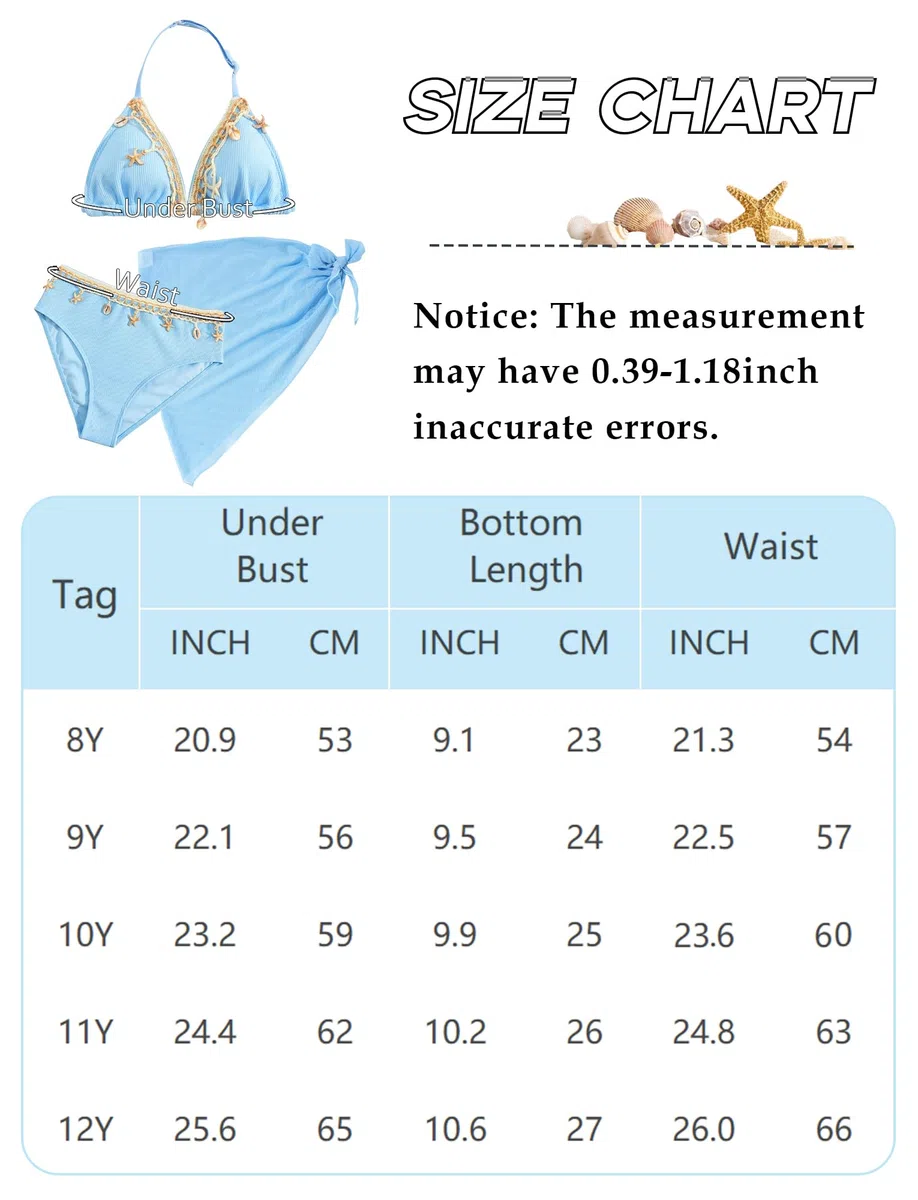 SEAUR Bikini Ragazze 3 Pezzi Costume da Bagno Mode Comodo Abbigliamento da Spiaggia Bambina Costume Tankini Estivo 8-12 Anni