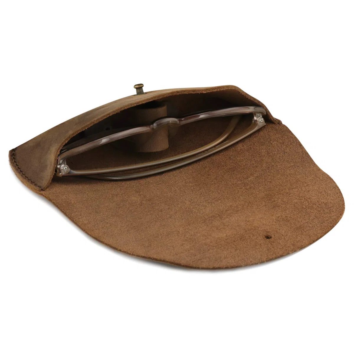 LONDO Genuine Leather Eyeglass Case with Button Closure