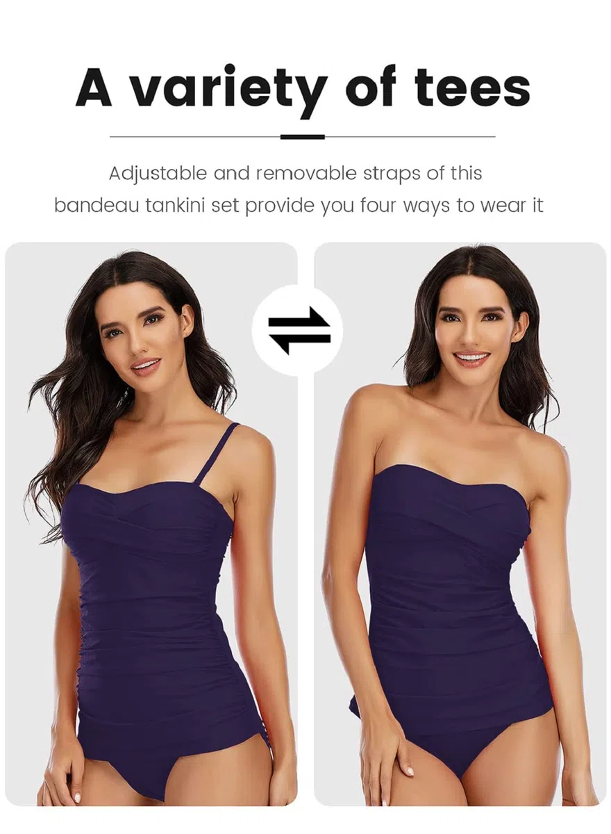 Costumi da Bagno Set di Tankini da Donna Vita Alta Due Pezzi Bikini Set Push Up Costume da Bagno con Slip a Vita Alta per Mare Spiaggia Piscina Tankini Sets Swimsuit da Mare