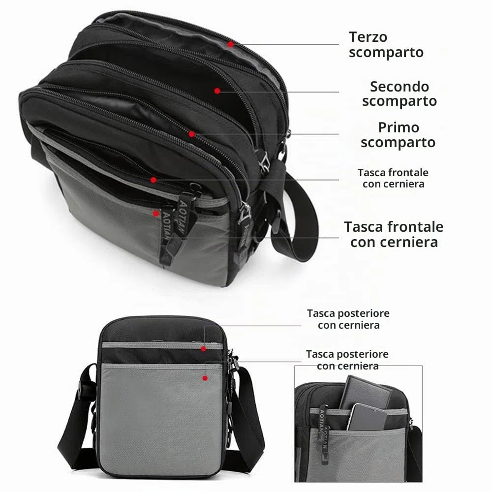 SPAHER Borsa da uomo Borsa a Mano Uomo Borse a Tracolla Borsa a Tracolla Uomini in Nylon Borsa Messenger Crossbody Borsa da Viaggio Lavoro e Scuola