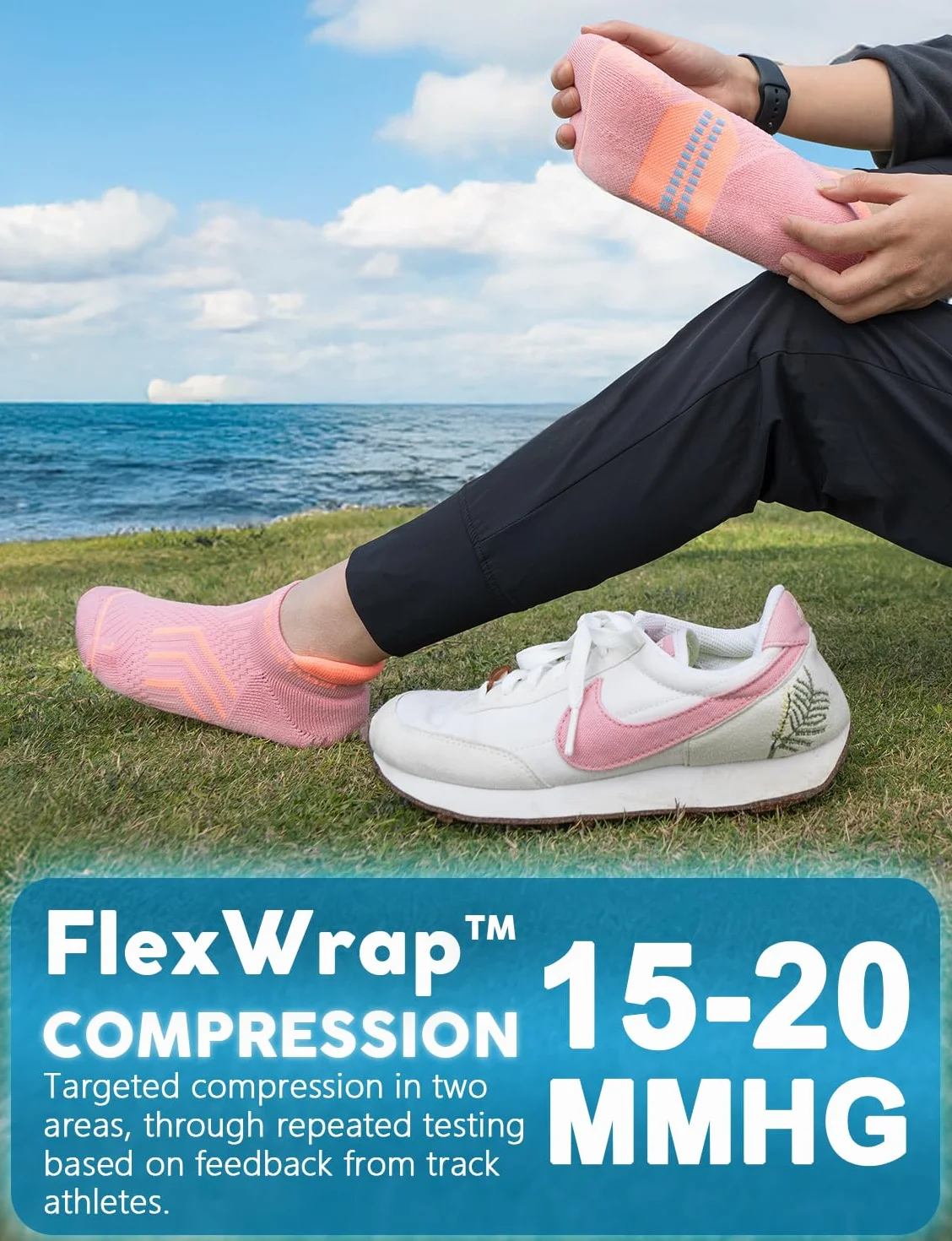 Juclise Calzini da corsa invisibili a compressione Coolmax Bamboo da donna, traspiranti, ammortizzati, anti-vesciche, senza cuciture Calze Sportivi