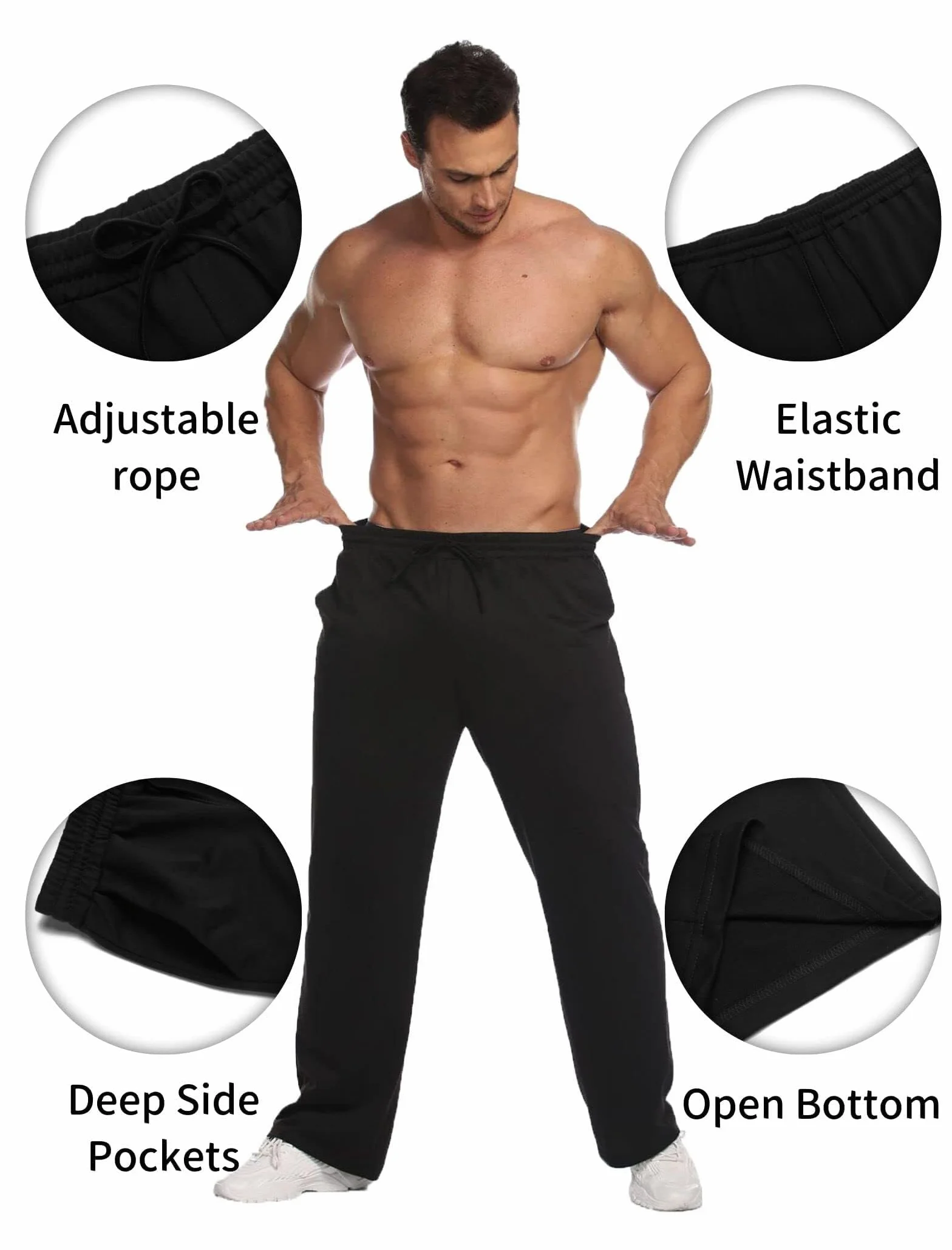 PINSPARK Pantaloni da Jogging Uomo Allenamento in Cotone Sportivi Lunghi Casual Larghi Fitness e Yoga Ginnastica Lounge S-XXL