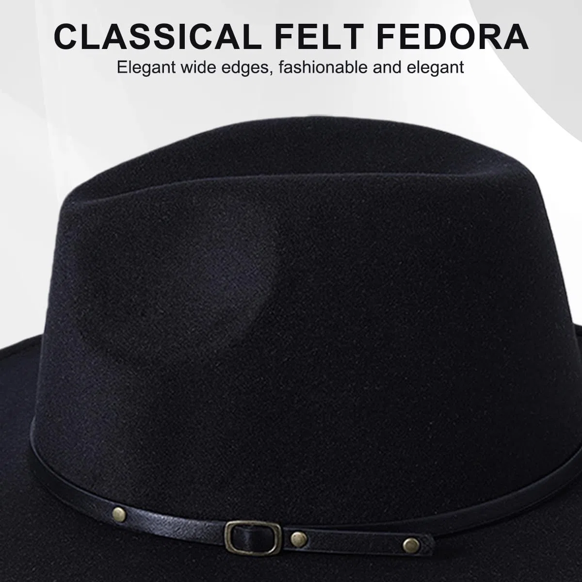 ericotry Cappello Fedora Classico Unisex in Misto Lana con Fibbia per Cintura, Cappello a Tesa Larga, Cappello da Derby per Chiesa, Jazz, Trilby, Berretti per Uomini e Donne, Feste di Nozze, Talent