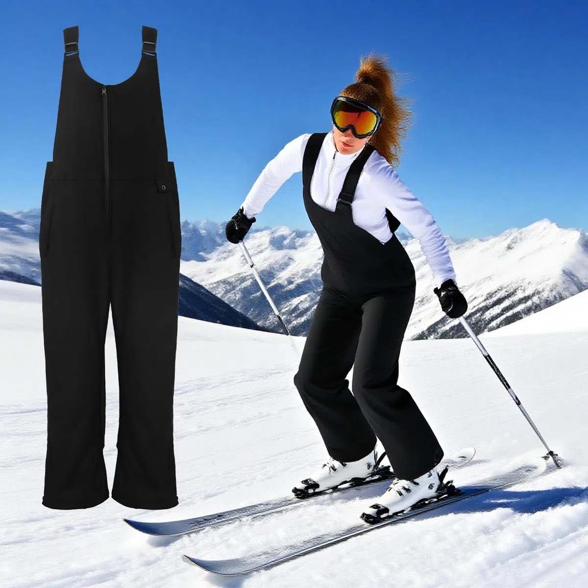 Pantaloni da sci da donna, impermeabili, da neve, da uomo, con imbottitura termica, con salopette regolabili, per attività all'aria aperta, antivento, per snowboard, invernali, caldi, in softshell