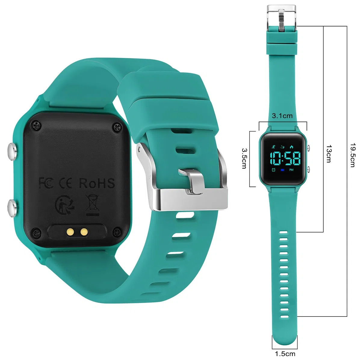 Timever orologio digitale bambina bambini con contapassi,sveglia,cronometro,luce,data-orologio per ragazzi e ragazze senza app e telefono con cinturino in silicone