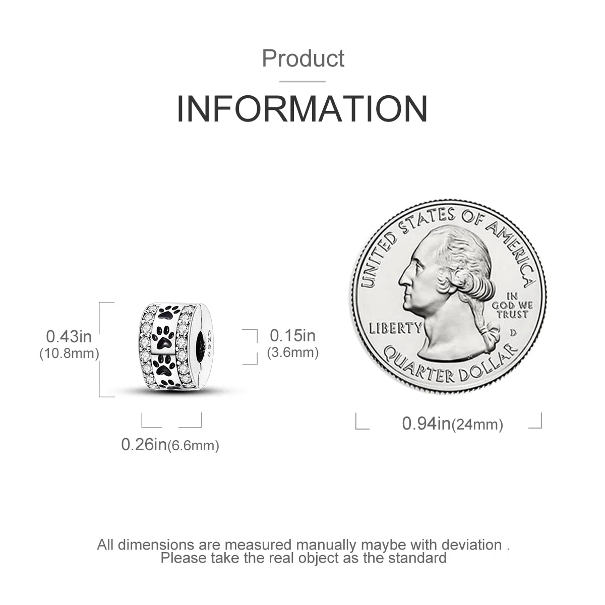 Parmuz in Argento Sterling 925 Clip charm Compatibile con Bracciale e Collane Spacer Ciondoli di perline ferma per braccialetti con ciondoli Regalo di gioielli per donna