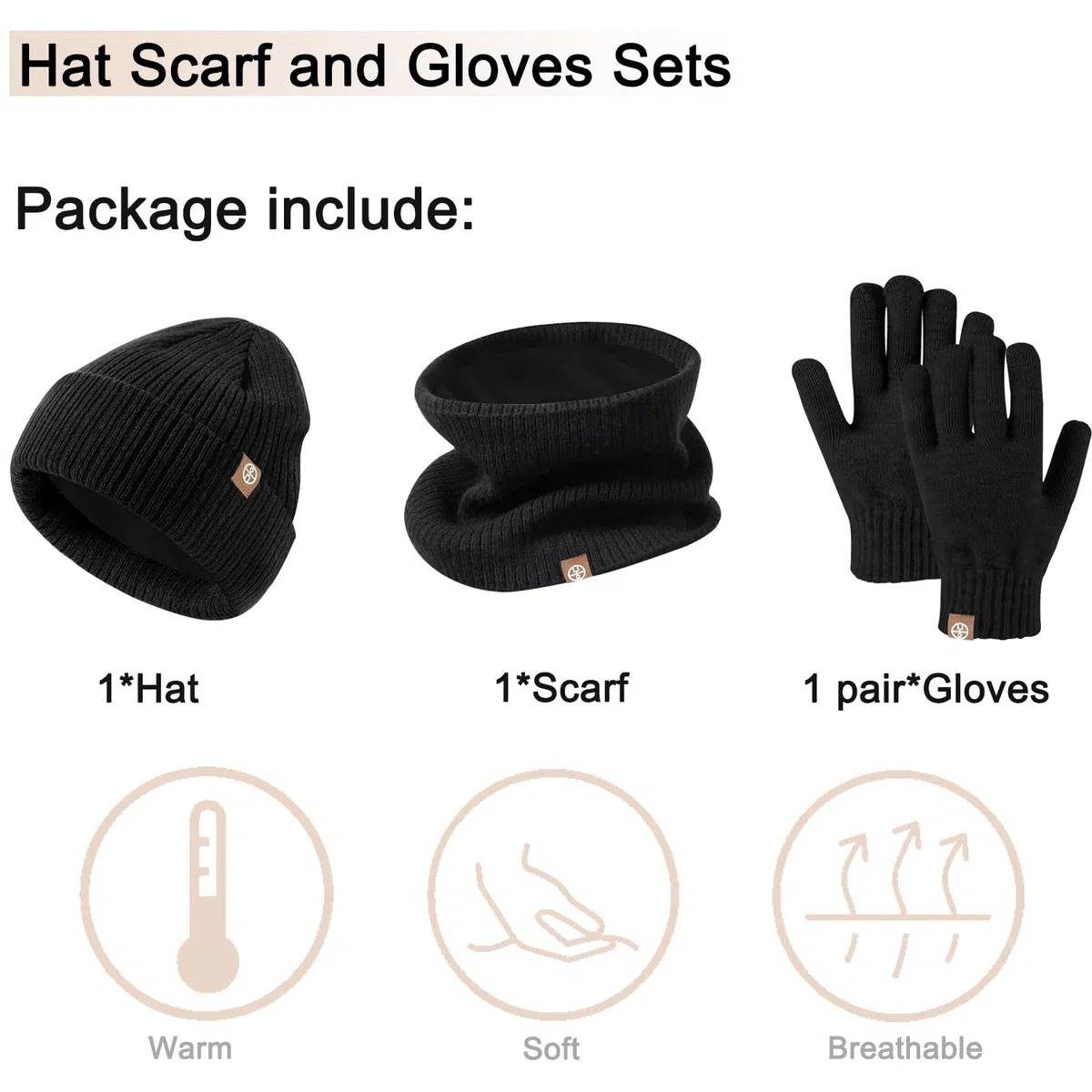 Set Invernale Bambini 3 Pezzi: Cappello di Maglia, Sciarpa e Guanti Touchscreen - Berretto con Fodera in Pile Caldo per Ragazze e Ragazzi 5-12 Anni