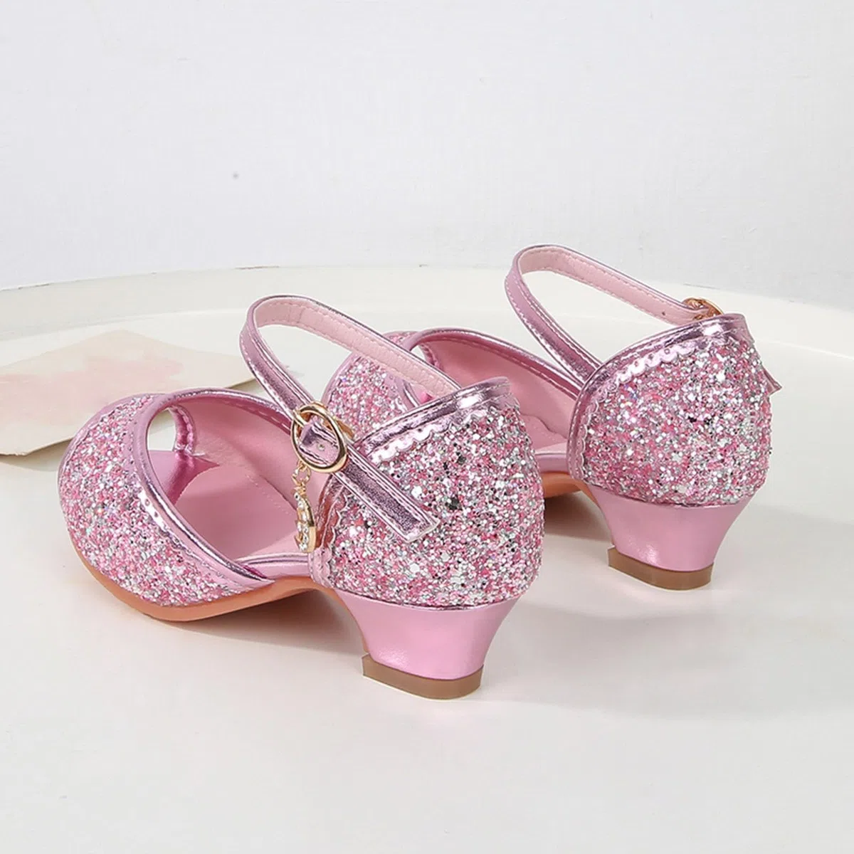 Generisch Scarpe con tacco a spillo per bambini da principessa scarpe da ragazza con tacco a spillo con paillettes ballerine da principessa costume festivo per ragazze scarpe da ragazza