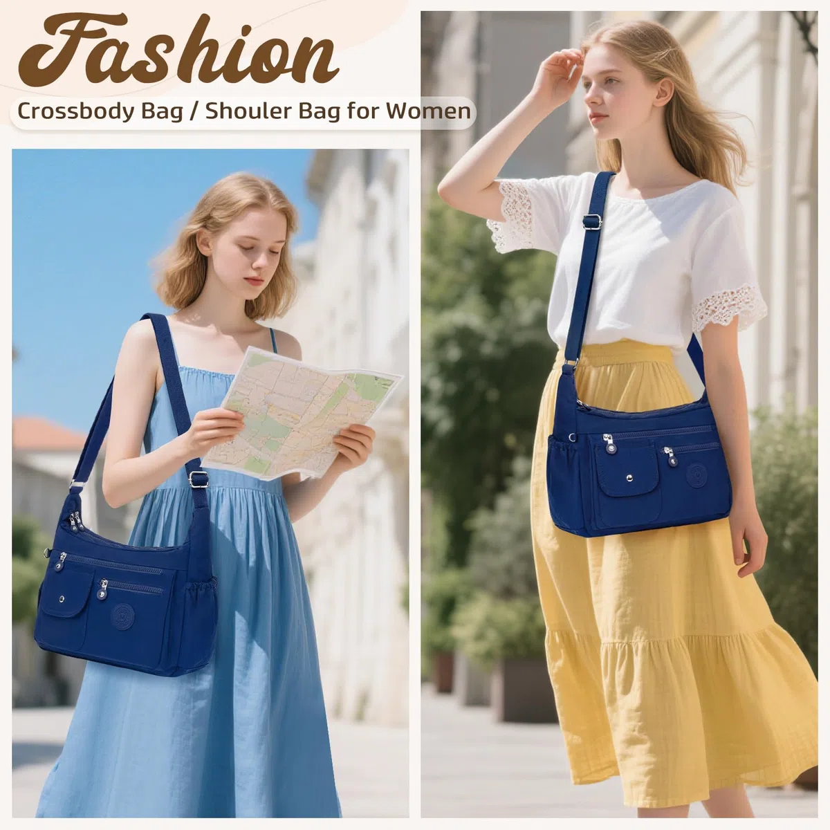 Borsa Tracolla Donna Nylon Borse Donna Tracolla Impermeabile Grande Borsa Multitasche Crossbody Bag Messaggero Borse Casuale Borsetta a Spalla per Lavoro Sportiva Viaggio Scuola