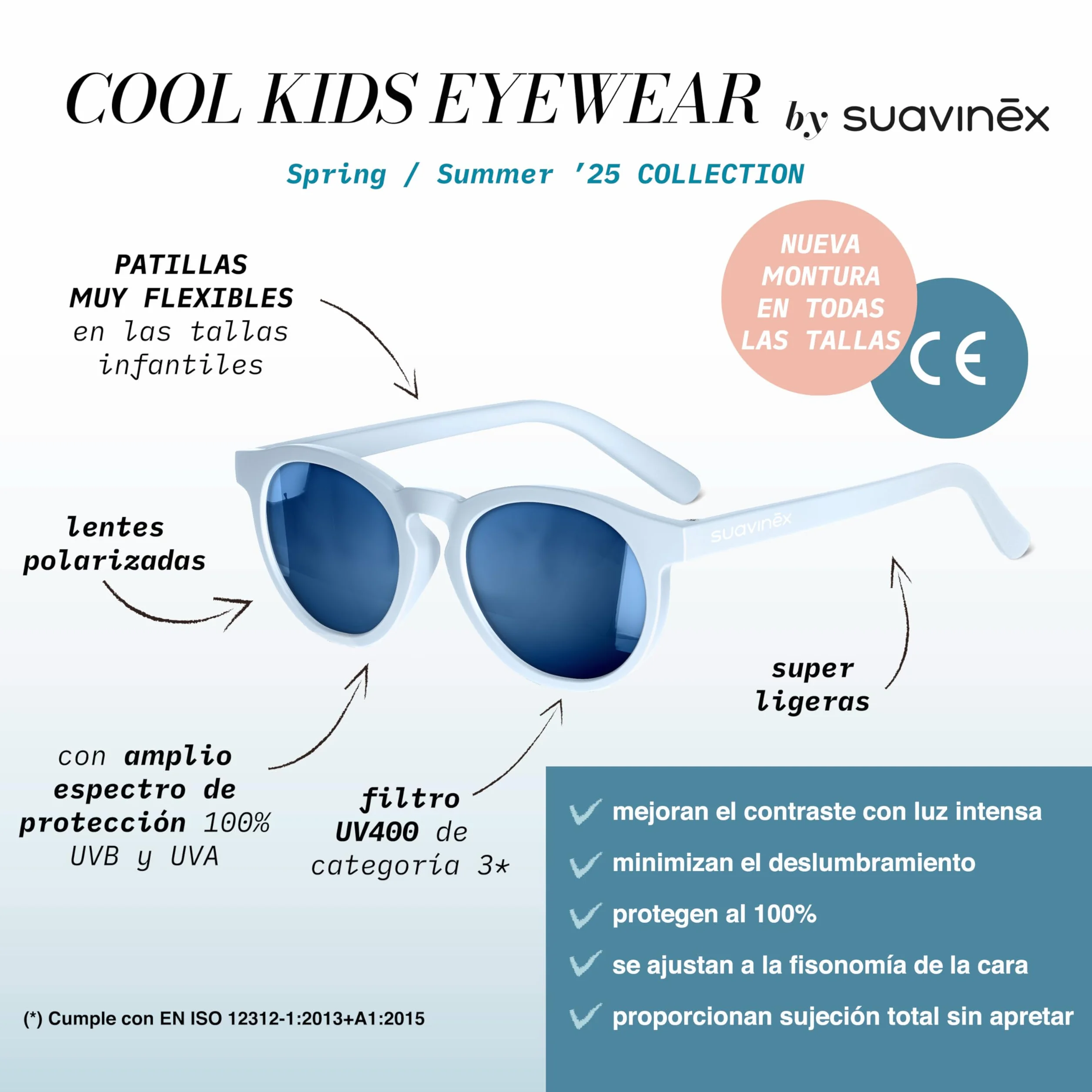 Suavinex, Occhiali da sole neonati da 0 a 12 mesi, polarizzati, con filtro UV 400, Cat. 3 100% di protezione dai raggi UVA e UVB, custodia inclusa, flessibili, leggeri, forma quadrata, rosa