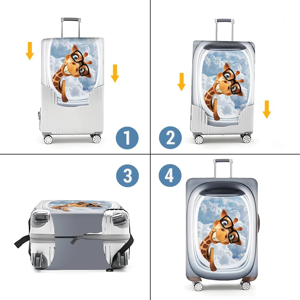 Elastica Proteggi Valigia Suitcase Luggage Cover, DOTBUY 3D Viaggio Proteggi Bagagli Coprire Coperchio di Protezione Antipolvere Lavabile Copertura (Occhiali giraffa,XL (30-32 pollici))