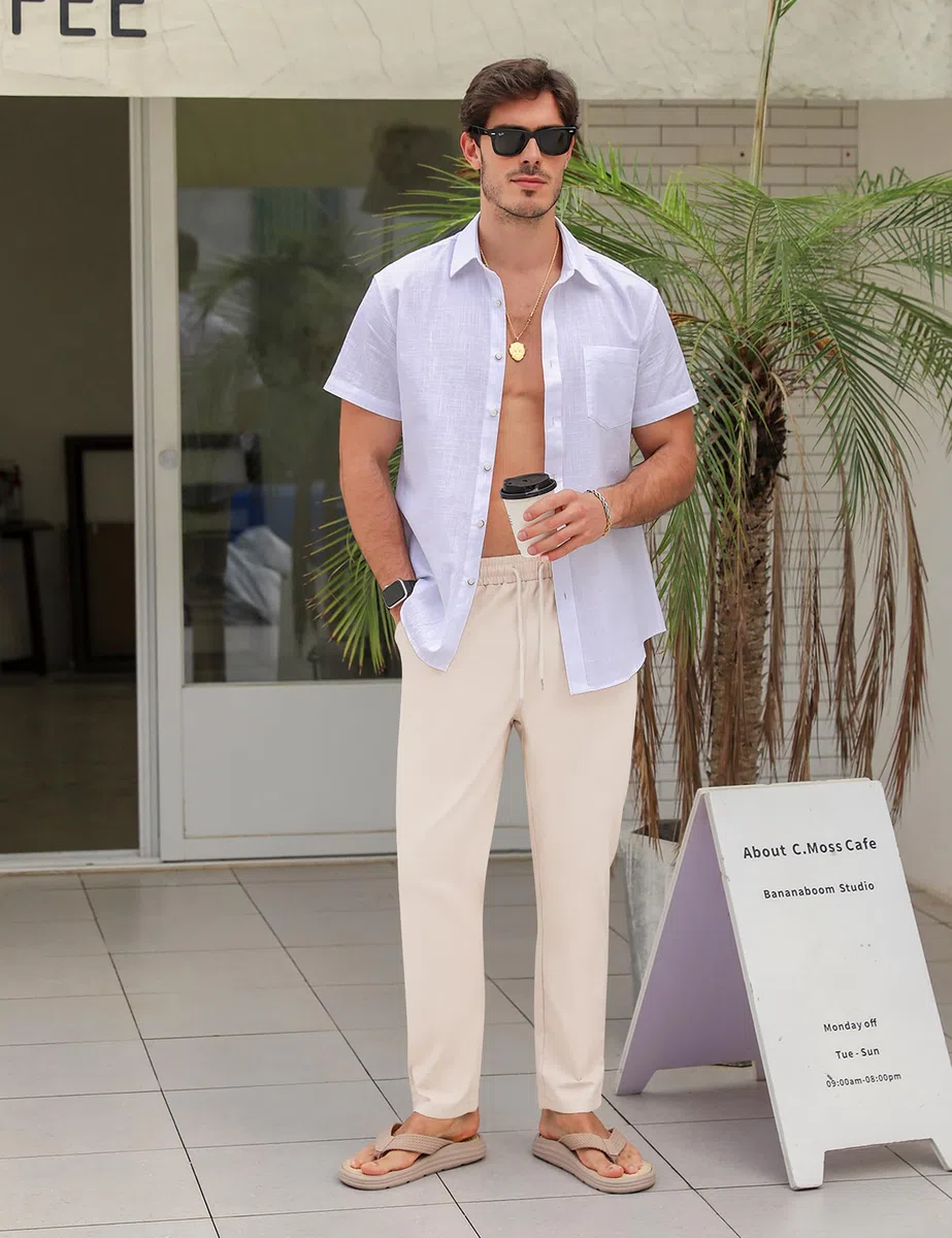Sykooria Pantaloni Uomo Casual della Tuta con Coulisse a Gamba Dritta Sweatpants per Vacanze Jogging