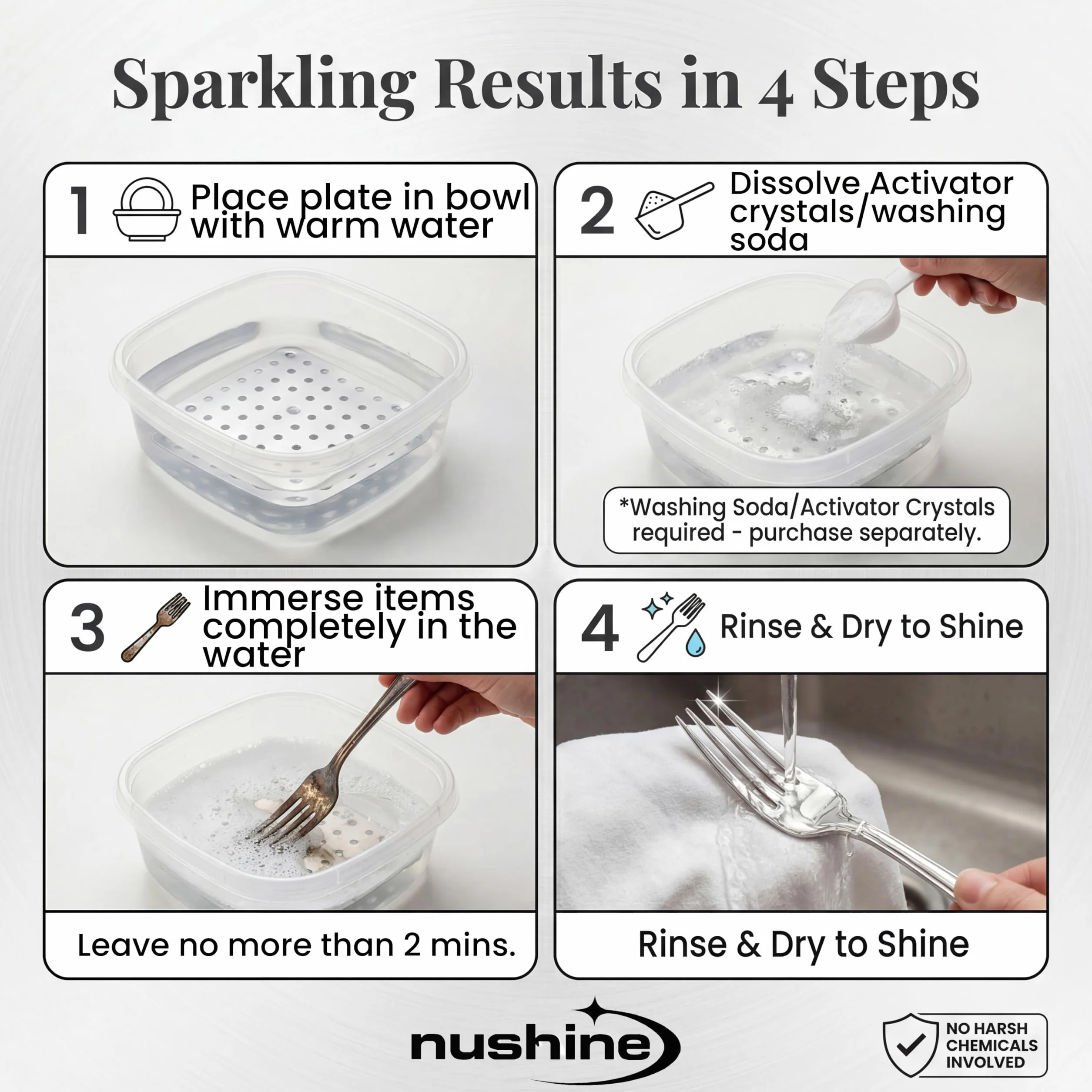 Nushine Magic - Piastra di Pulizia in Argento (Piccola 11,5 x 15,4 cm) – rimuove l'ossidazione e pulisce più Articoli, Riutilizzabile, Senza Sostanze chimiche Aggressive.