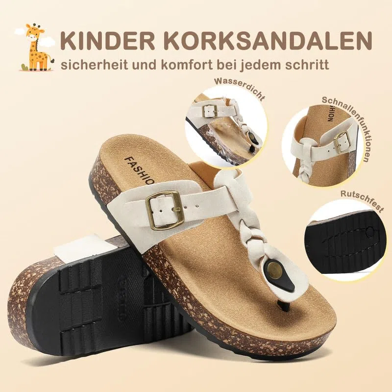 Infradito Bambine, Sandali Estivi Con Suola In Sughero Unisex Bambini, Sandali Flip Flop Bambino Con Fibbia Regolabile, Pantofole Da Bagno Antiscivolo, Pantofole Comode Per Casa