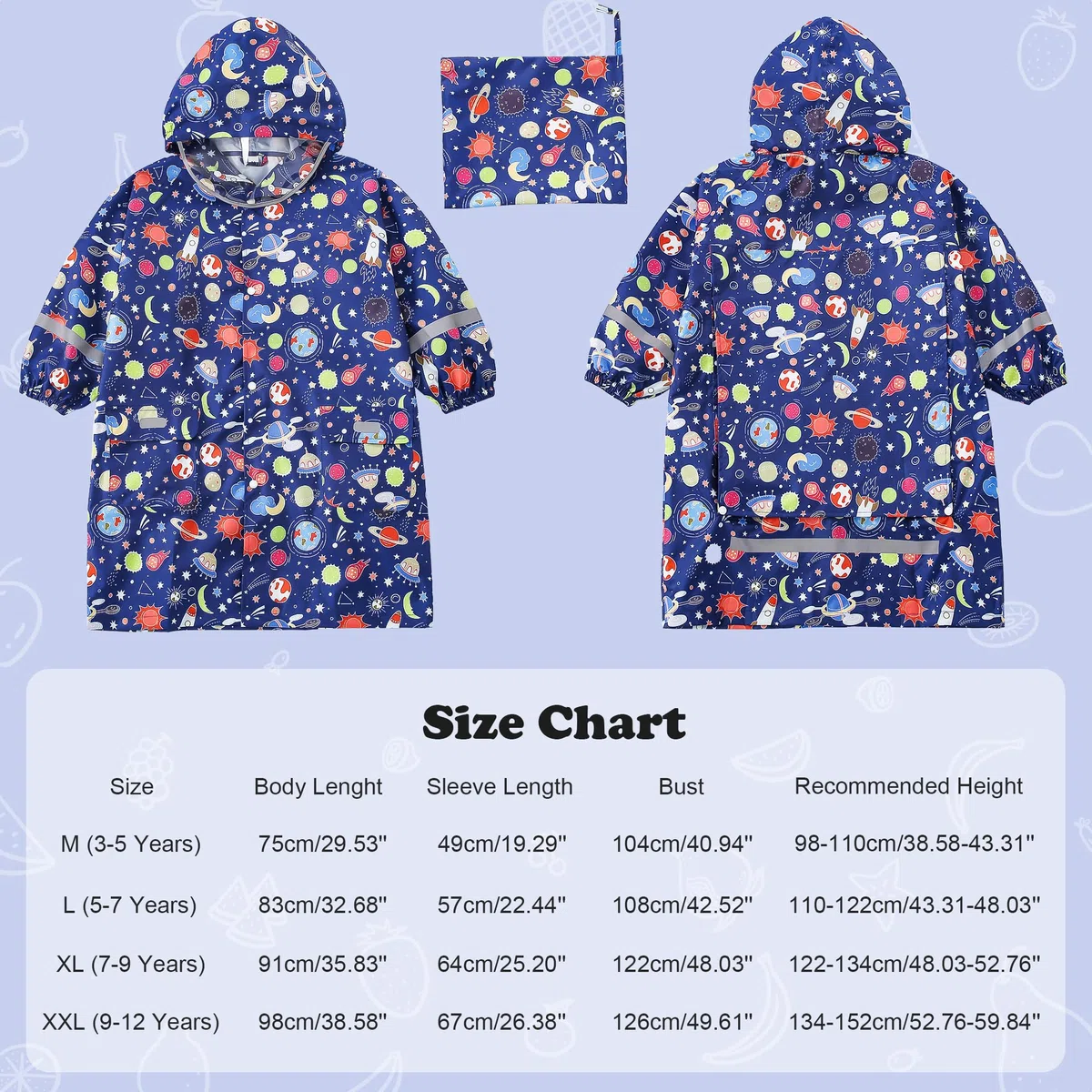 Impermeabile Bambina Poncho Antipioggia Leggero Cappuccio Mantella Antipioggia Portatile Poncho Pioggia Giacca Impermeabile Ragazze 3-12 Anni