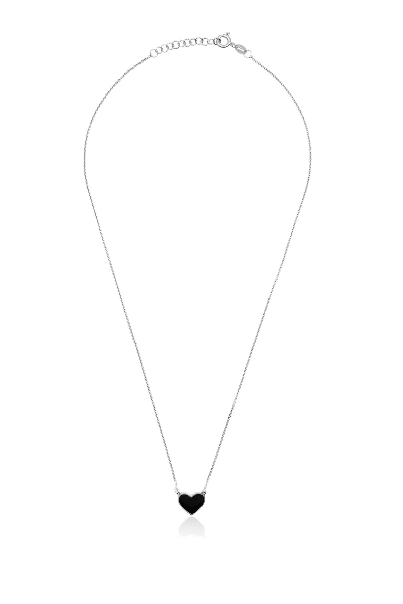 Aka Gioielli® - Collana con Ciondolo Cuore Colorato in Argento 925 Rodiato, Smaltato Dipinto a Mano, Regalo Donna e Ragazza