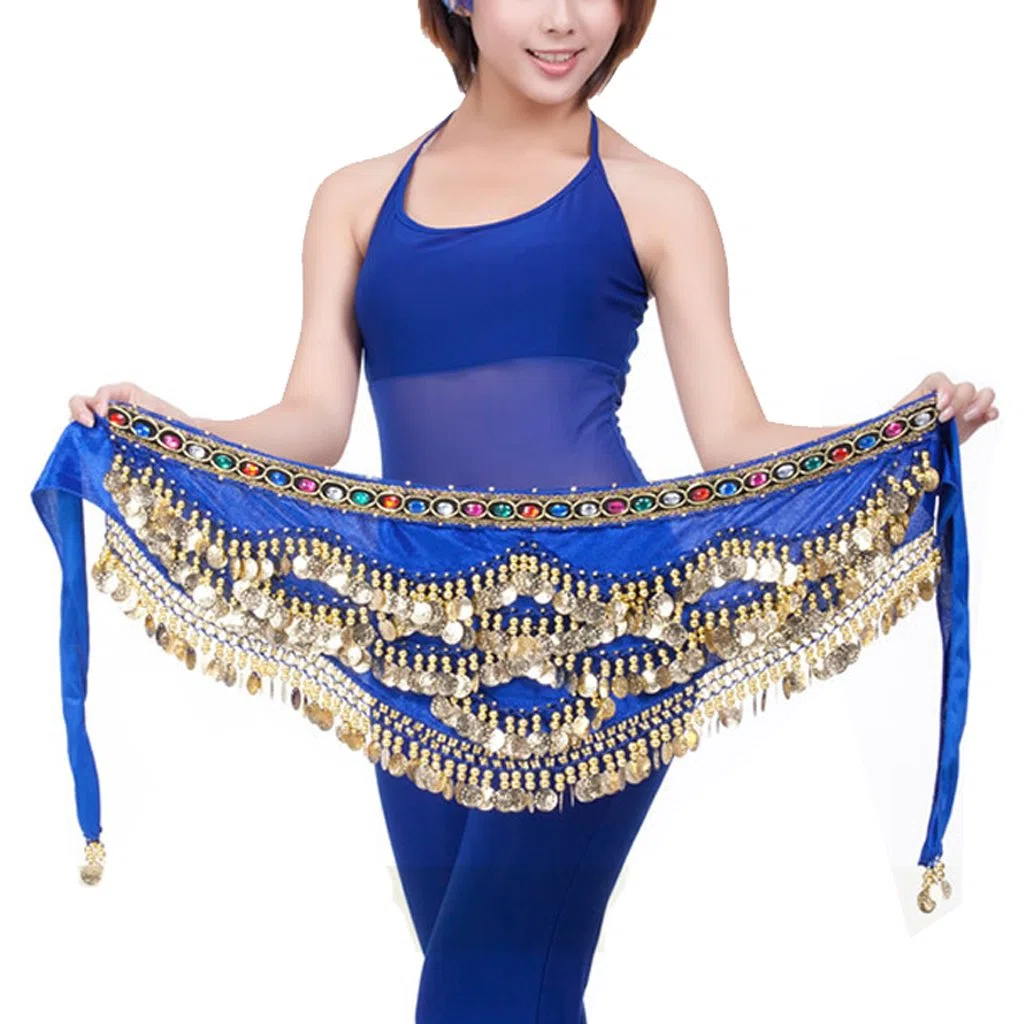 Costume da danza del ventre, da donna, gonna, cintura con monete
