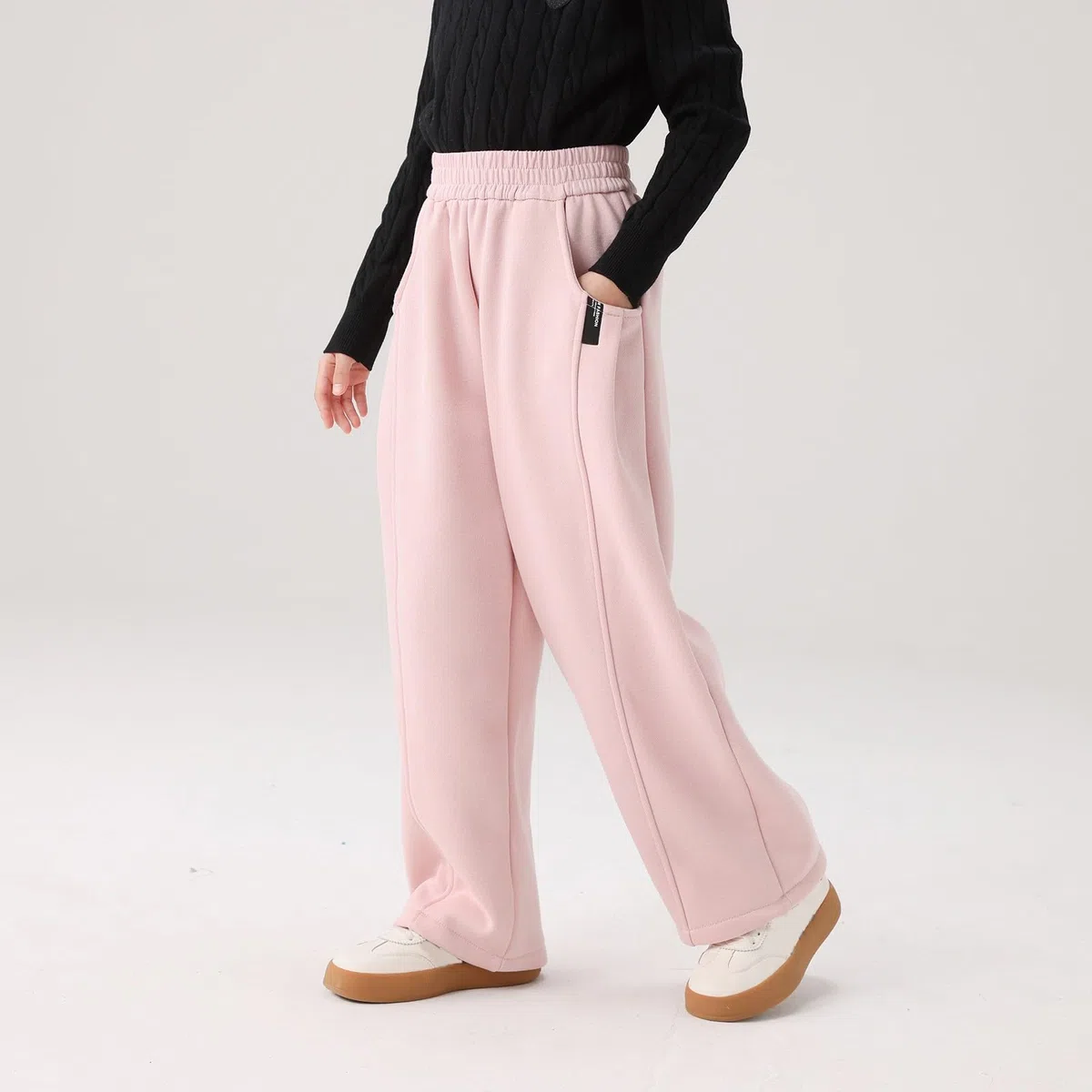 Pantaloni Felpati Bambina Tuta Cargo Grandi Palazzo Corti Tempo Leggins Jeans Scuola Sweatpants Larghi Elastico Leggings Femmina Dritti Morbidi Bimba