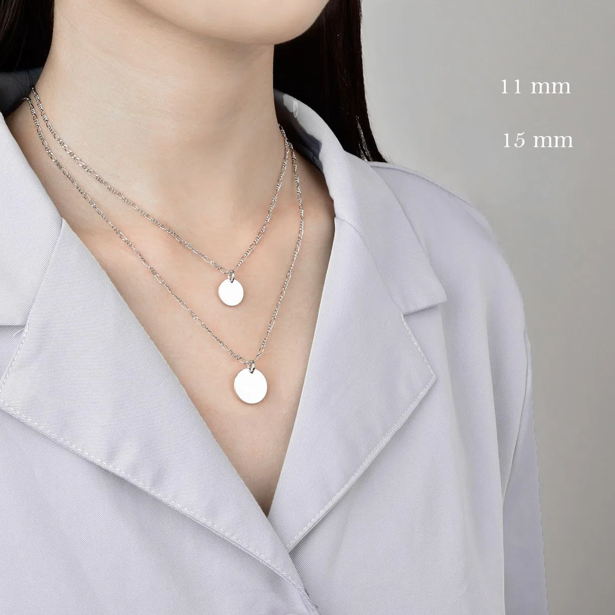 Ciondolo per collana in argento Sterling 925 Ciondolo rotondo inciso per donna e uomo 11mm 15mm 20mm di diametro, 11mm, Metallo, Nessuna indicazione.
