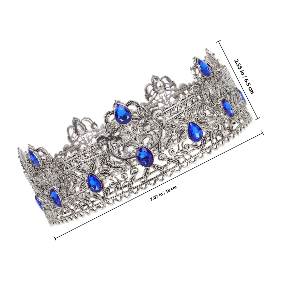 Corona Barocca Argento per Uomo Decorazioni di Strass, Lega di Zinco Leggera, Design Unico Europeo per Feste Teatrali e Compleanni