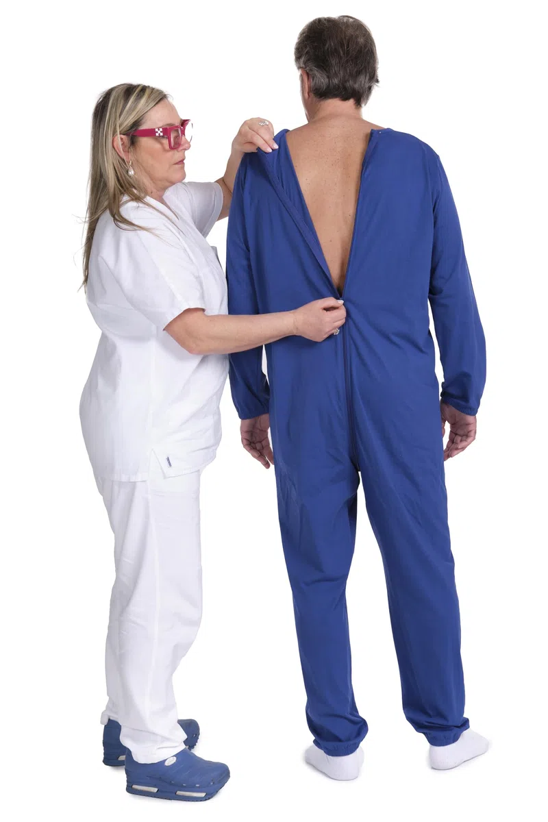 FERRUCCI COMFORT Pigiama Sanitario per degenti con Cerniera a Manica Lunga 9078-100% Cotone - Made in Italy