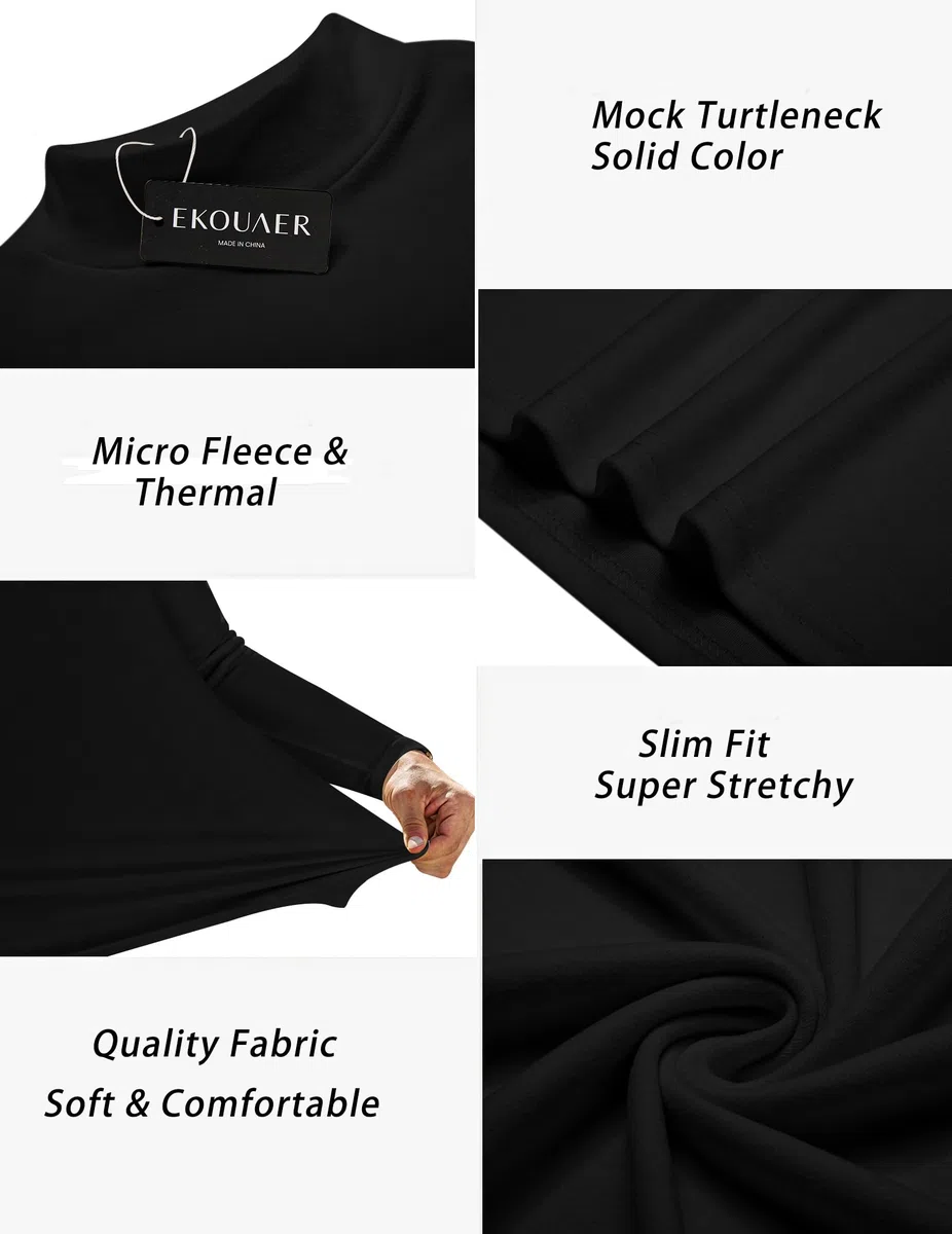 Ekouaer Maglia Termiche da Uomo Invernale Biancheria Intimo Termica a Maniche Lunghe a Collo Alto S-3XL