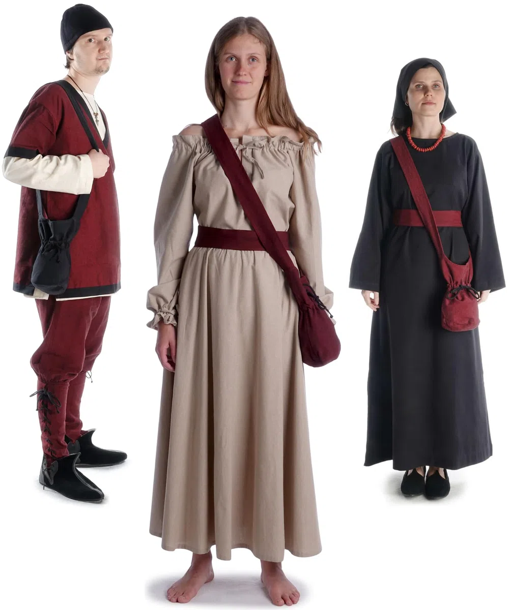HEMAD, mantellina, per borsa piccola, abbigliamento in stile medievale, in cotone misto lino