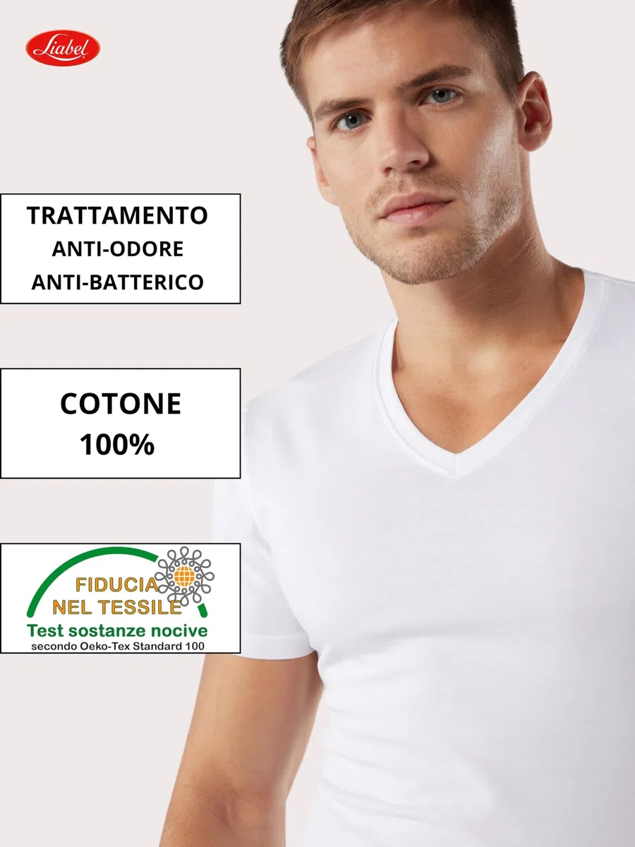 Liabel 3 Pz Maglietta Uomo Intima Cotone 100% ComfortFit | Morbidezza e Traspirabilità | T Shirt Uomo Ideale per Tutte Le attività