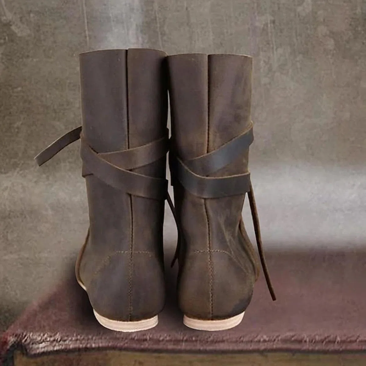 Generisch Scarpe medievali da uomo e donna, stile retrò, medievale, punk, stivali da cavaliere, morbidi e confortevoli, in pelle PU, per costume da cosplay