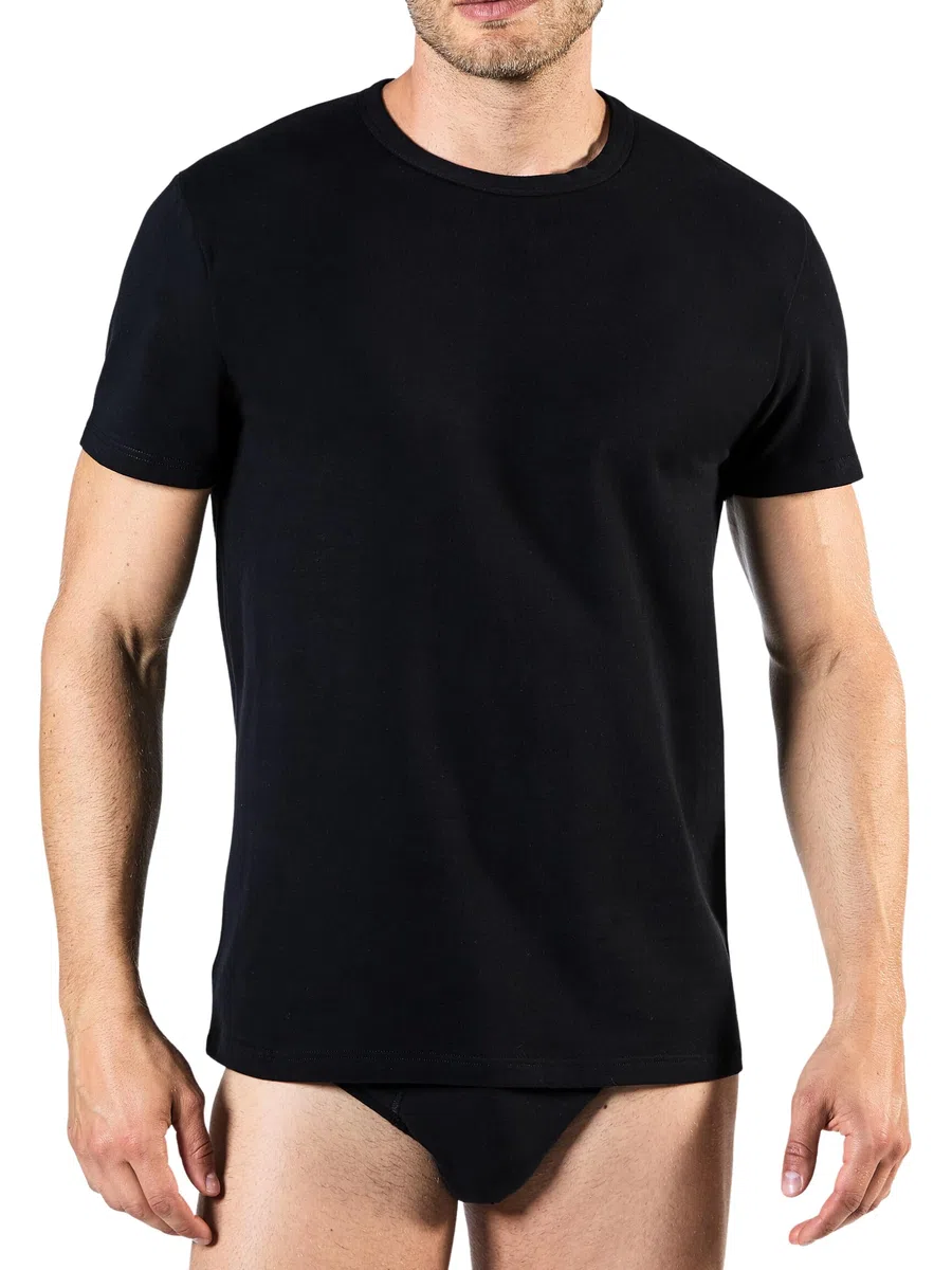 Liabel 2 Maglie Termiche Uomo 100% Caldo Cotone Interlock Nuova Maglia Termica Uomo in Thermocotton Soffice e Vaporosa Maglia Intima Uomo Cotone Bianche o Nere S-XXL