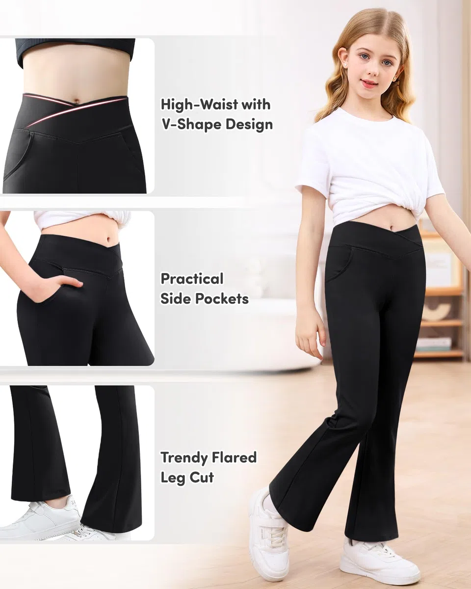 Adorel Flared Leggings Pantaloni Larghi Bootcut Ginnastica Bambina