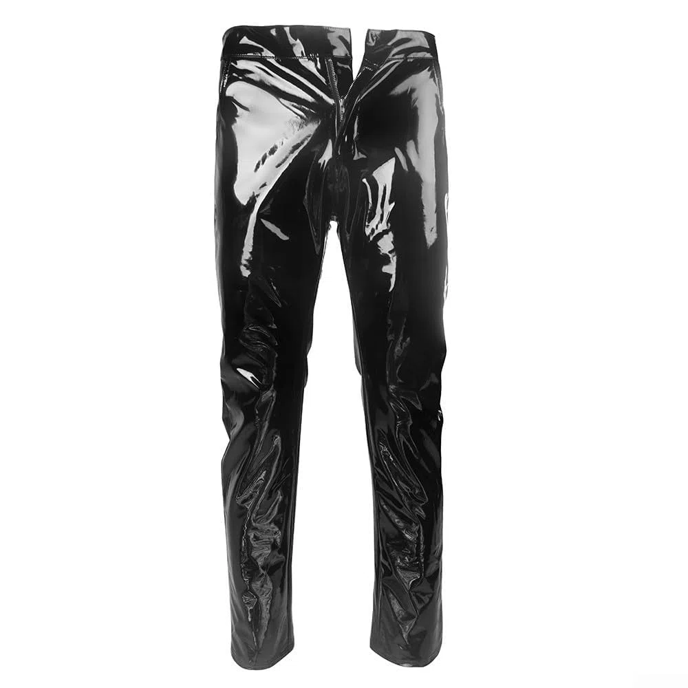 Club Dance Wear Pantaloni lunghi in PVC da uomo con lucido progettato con stile punk gotico adatto per feste notturne