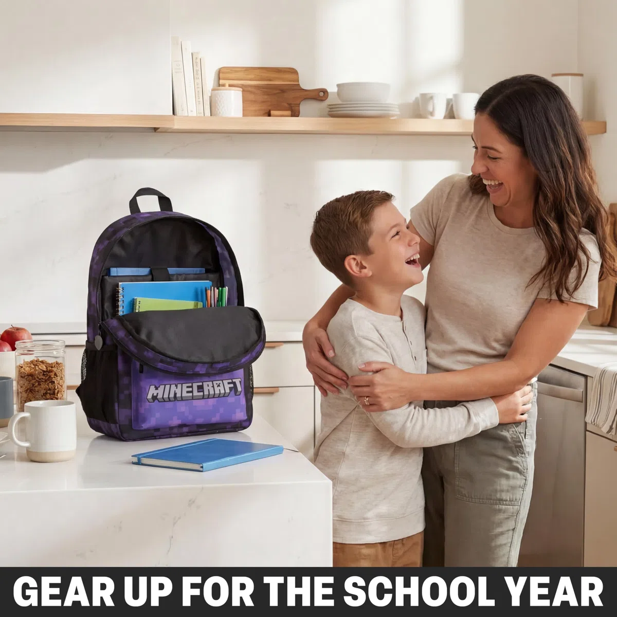 Get Trend Minecraft Zaino Scuola Ragazzo, Borsa Zaino Multi-Scomparto e Spallacci Regolabili per Scuola e Gite Idea Regalo Ragazzo (Viola/Multi Minecraft)