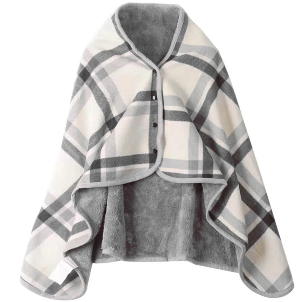JEMPET Coperta in lana con bottoni - Confortevole poncho Coperta in flanella scialle - Coperte senza maniche in peluche per donne e uomini (grigio)