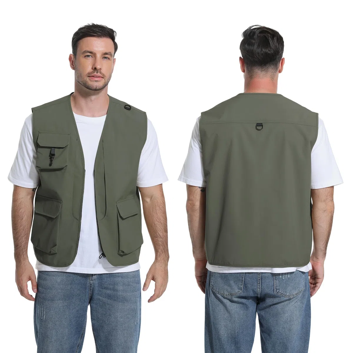 HYCOPROT Gilet da Pesca Uomo Outdoor Viaggio Gilet Casual Senza Maniche per Uomo Leggero Impermeabile Giacca Utility Cargo da Lavoro Cappotto Invernale con 5 Tasche Caccia Escursionismo Arrampicata