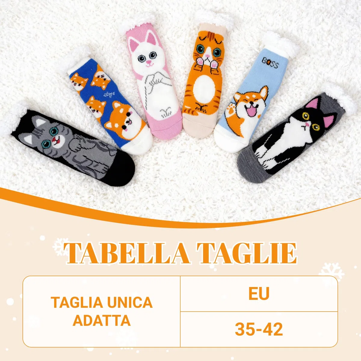 Calze Pantofole Donna Antiscivolo: Invernali Termiche Calzini Divertenti Fantasia Animale Modello Per Donna Mamma Natale Regali Capodanno 1 Paio 35-41