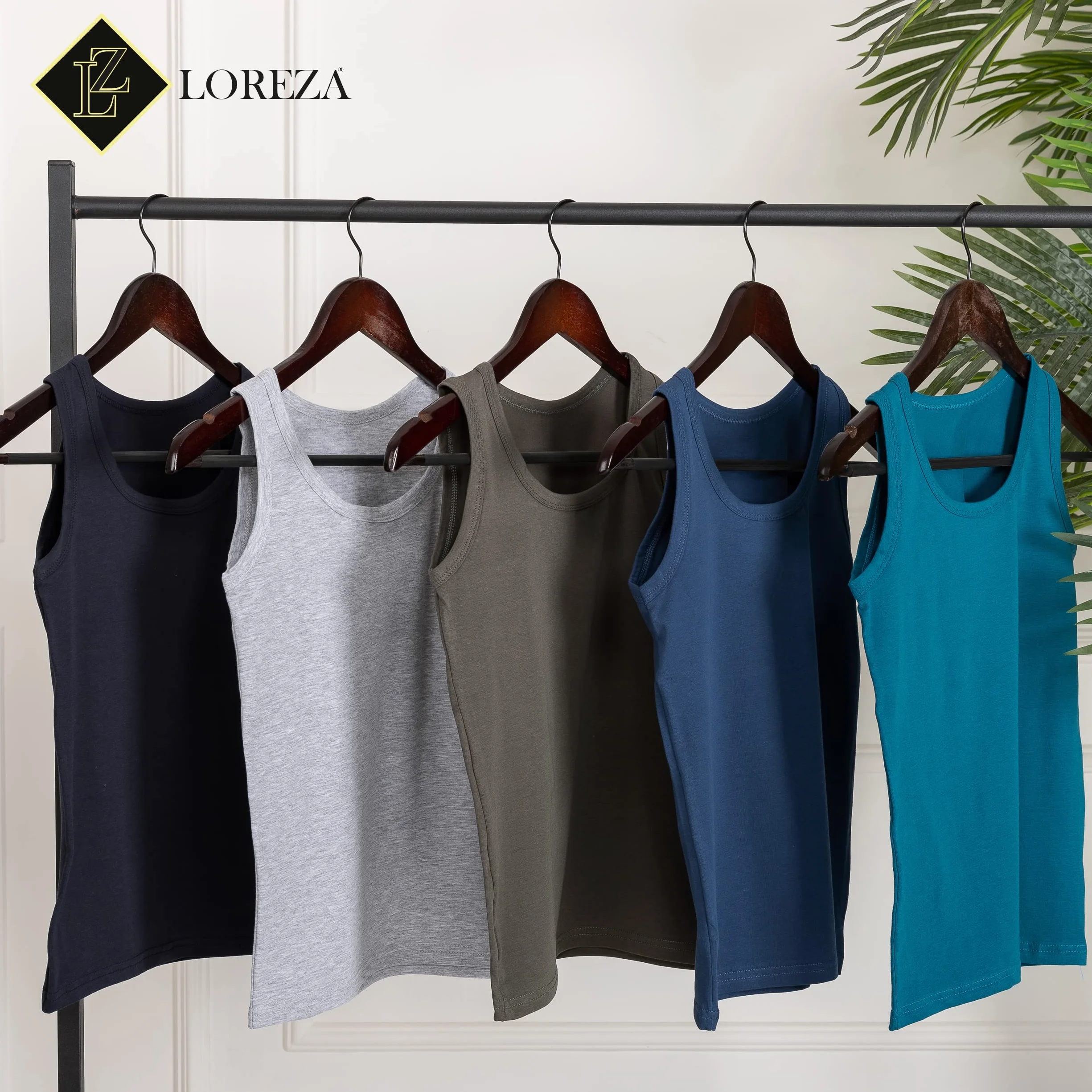 LOREZA ® 5 Canottiere da Bambino in Cotone- Basics - 2-15 Anni
