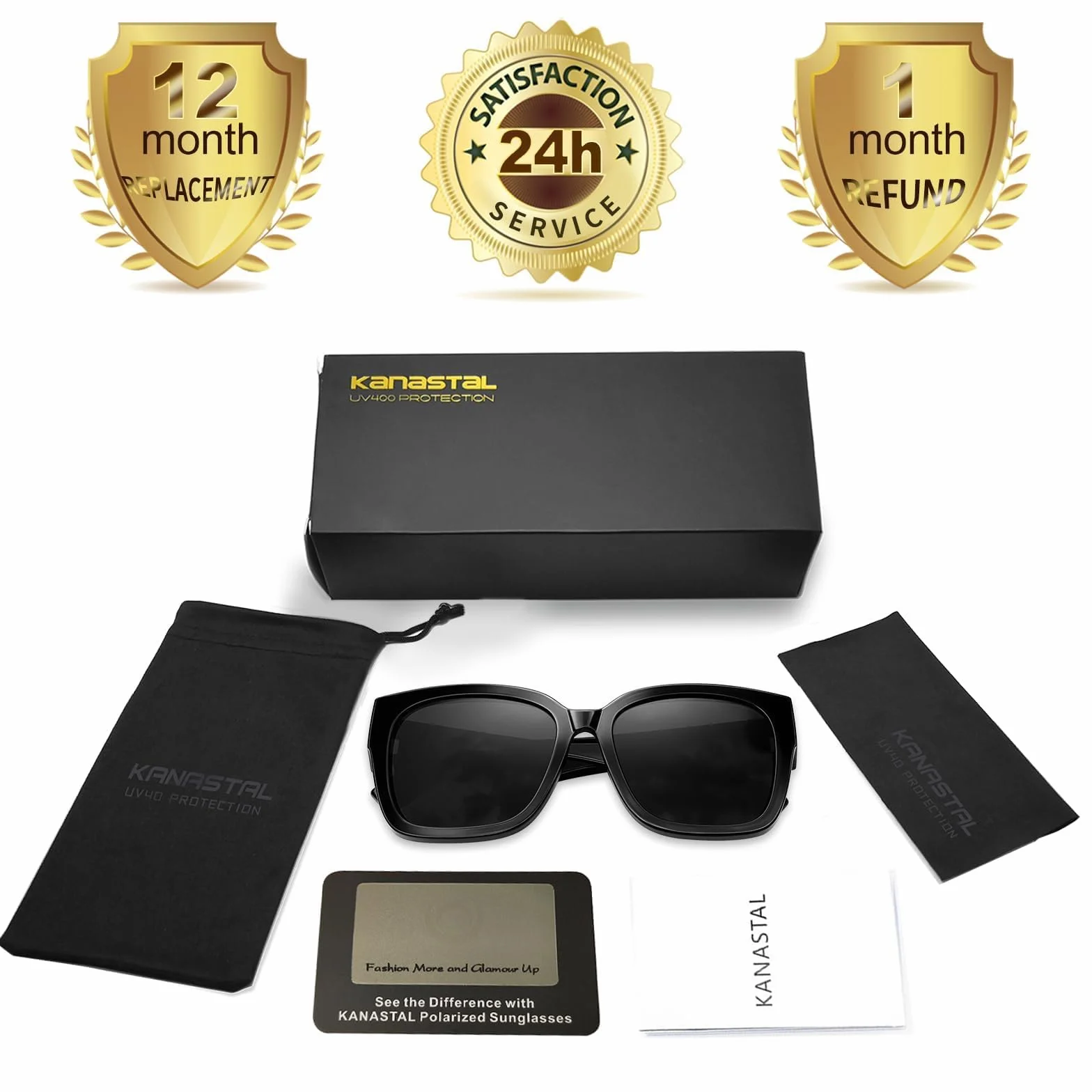 KANASTAL Sovraocchiali da Sole Donna Uomo Polarizzati UV400 Occhiali da Sole Quadrati sopra Occhiali Alla Moda TR90 Fit over Glasses Sunglasses