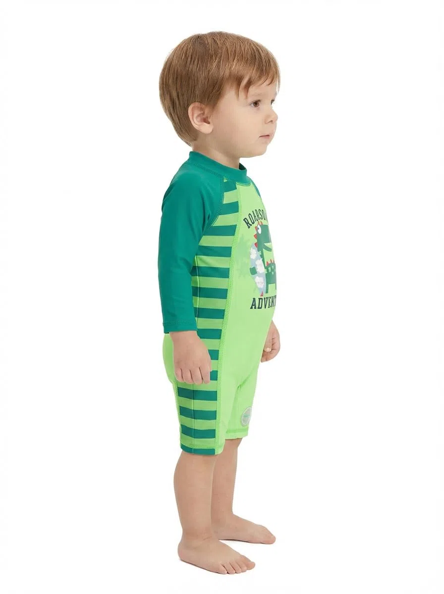 BONVERANO, Costume da bagno intero per bambini, a maniche lunghe, protezione UV 50+, con cerniera