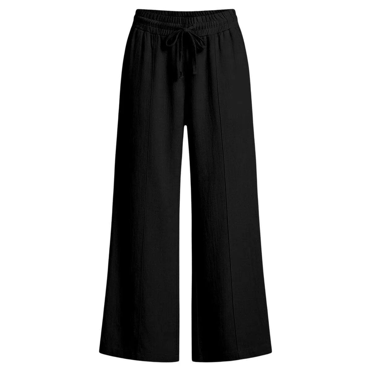 Generico Pantaloni Larghi Donna Estivi Casual - Pantaloni Lino Leggeri Elastico in Vita Elegante Baggy Linen Pants Pantalone da Spiaggia Sportivo Lavoro Vita Alta Pantalone con Coulisse Gamba Larga